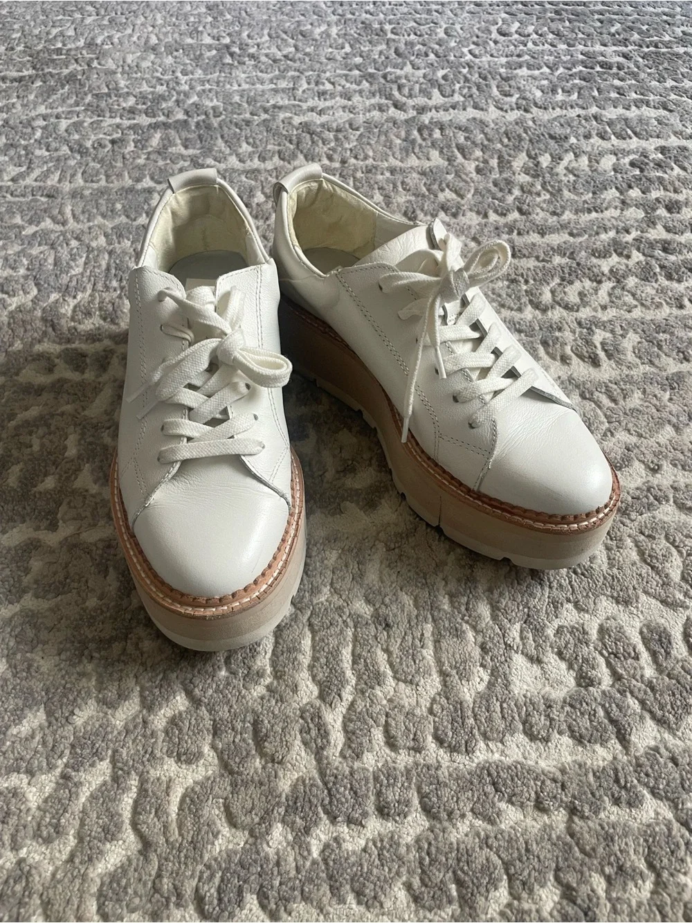 Dolce Vita White Platform Lace-Up Trainers with Tan Welt